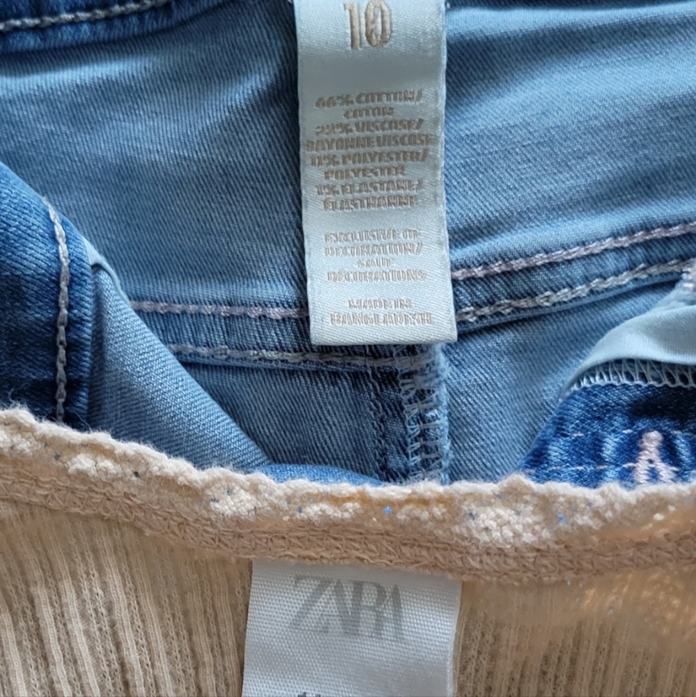 Zara girls top size 11-12 and Justice girls jeans shorts size 10